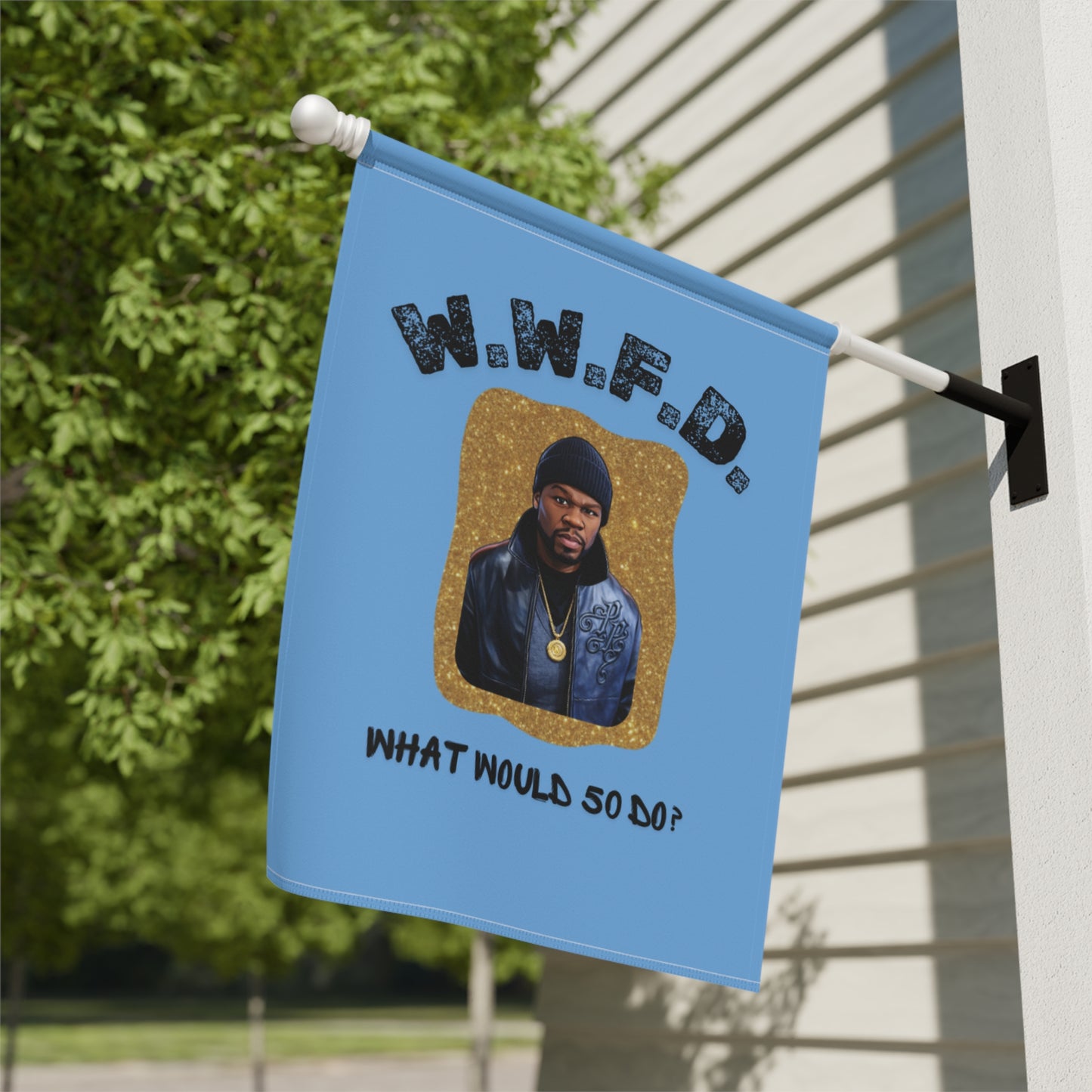 W.W.F.D. Garden Flag — "What Would 50 Do?" Decorative Outdoor Banner