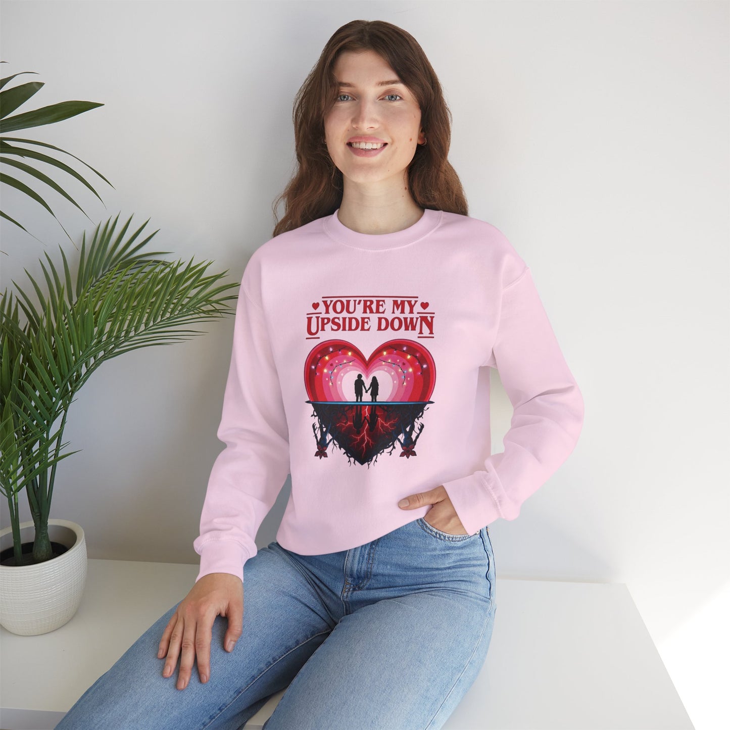 "You’re My Upside Down" Romantic Heart Design Crewneck Sweatshirt