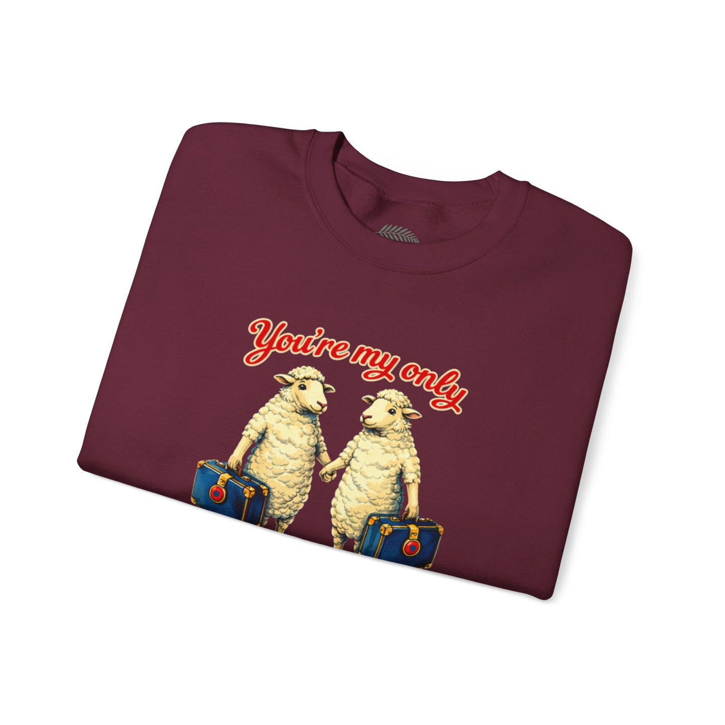 Crewneck Sweatshirt — “You’re My Only True Sweet One” Vintage Sheep Couples Design
