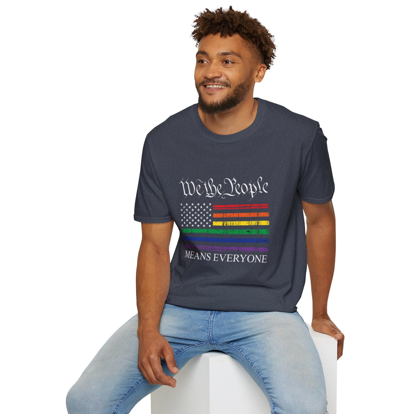 “We The People Means Everyone” Distressed T-Shirt — Rainbow Equality Pride Tee