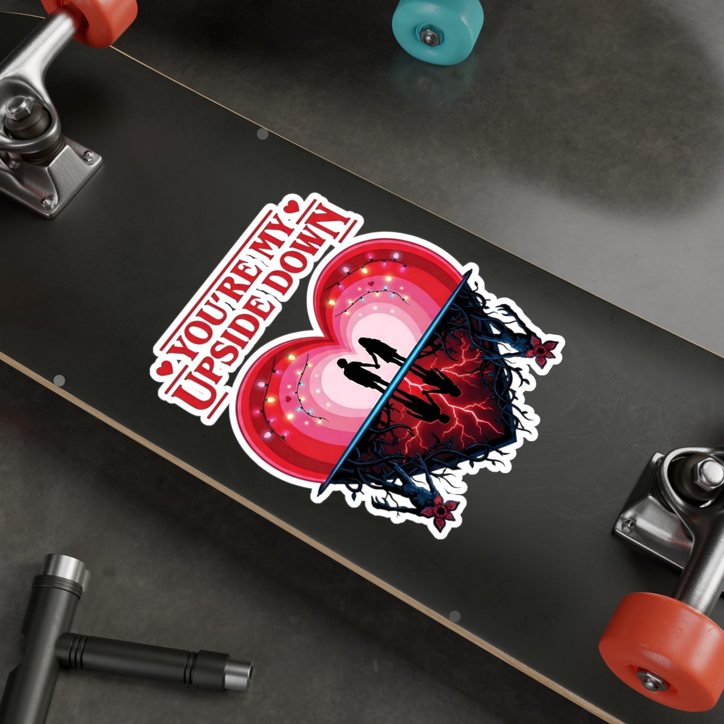 Romantic 'You're My Upside Down' Heart Vinyl Sticker