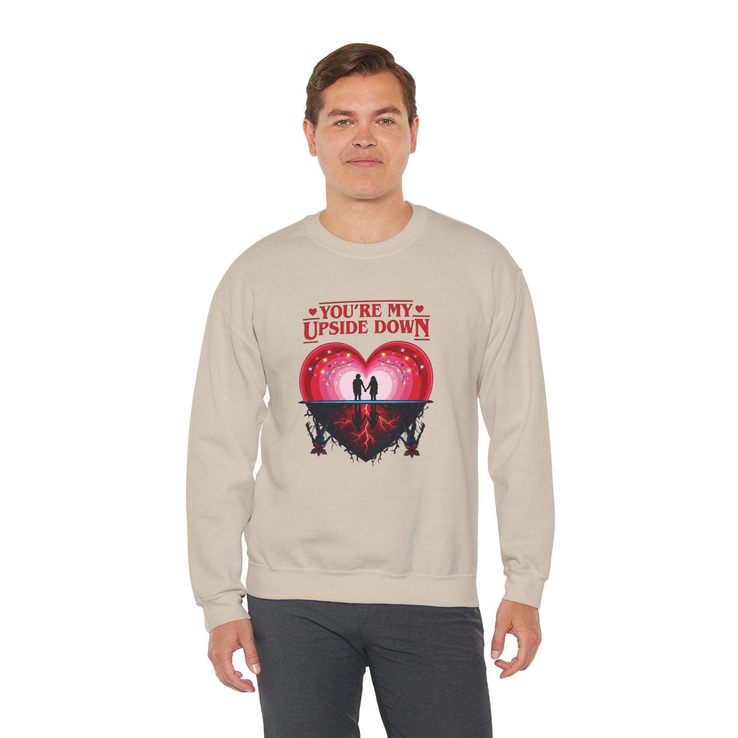 "You’re My Upside Down" Romantic Heart Design Crewneck Sweatshirt