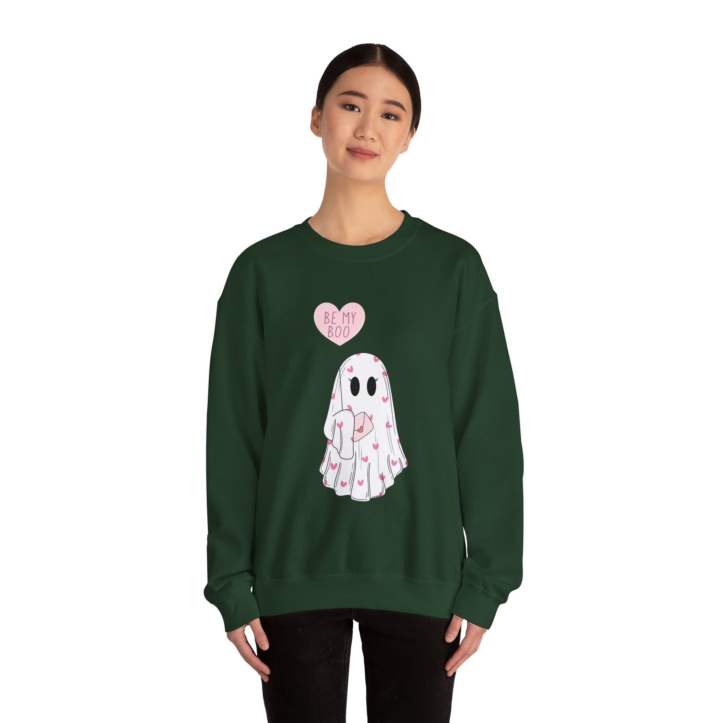 Valentine Ghost Sweatshirt – "Be My Boo" Cute Heart Ghost Crewneck