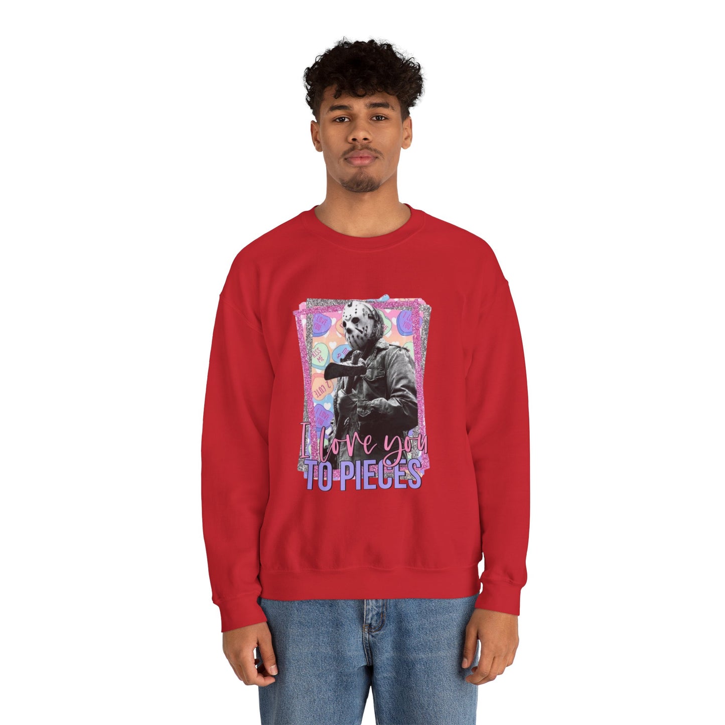 Crewneck Sweatshirt — "Love You to Pieces" Retro Horror Graphic