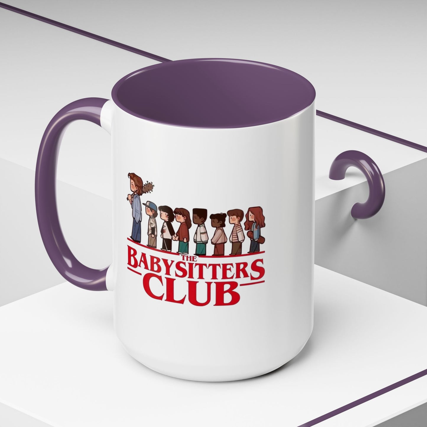 Babysitter’s Club Stranger Things Accent Coffee Mug – Cute Cartoon Design (11/15 oz)