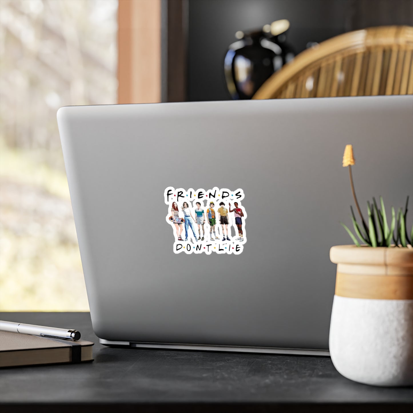 Kiss-Cut Vinyl Sticker — “Friends Don’t Lie” Stranger Squad Design