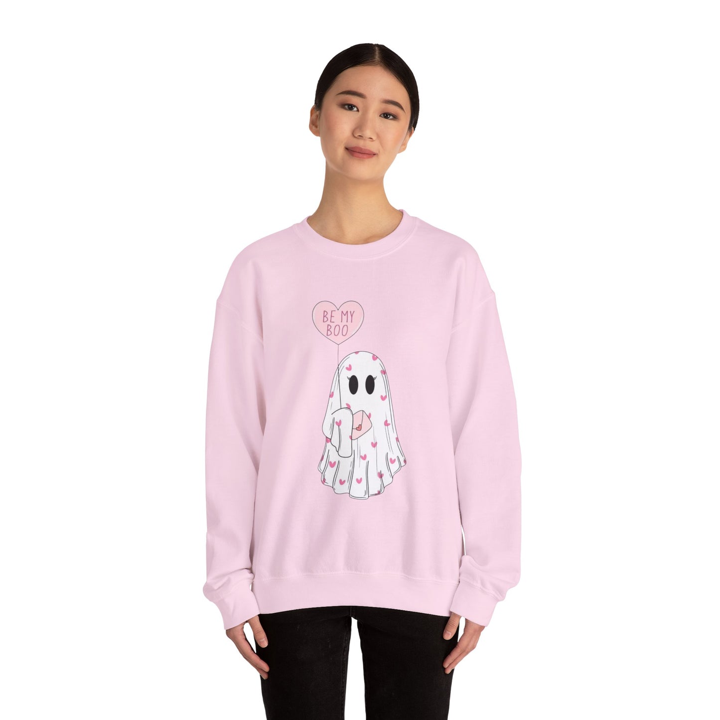 Valentine Ghost Sweatshirt – "Be My Boo" Cute Heart Ghost Crewneck