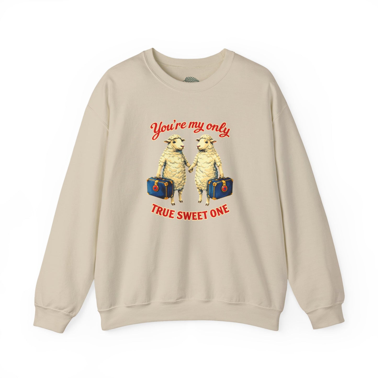 Crewneck Sweatshirt — “You’re My Only True Sweet One” Vintage Sheep Couples Design