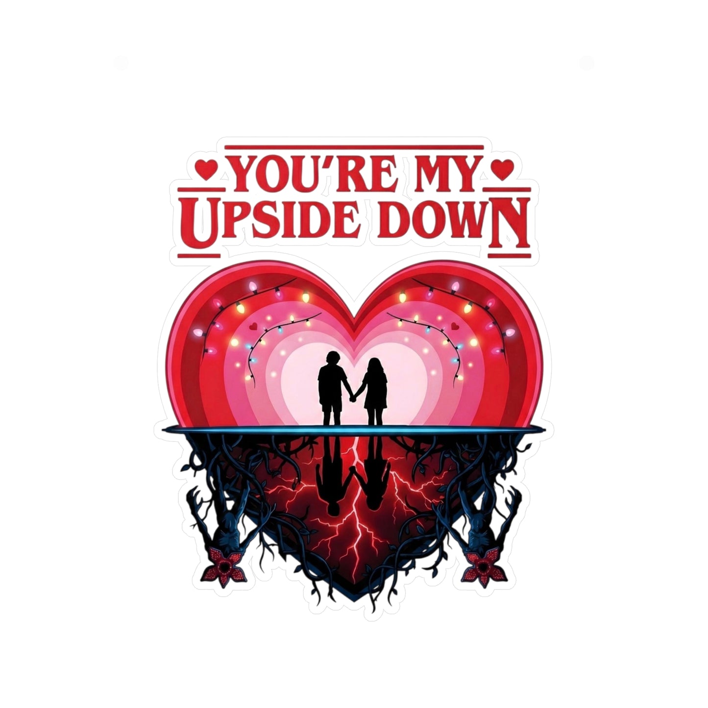 Romantic 'You're My Upside Down' Heart Vinyl Sticker