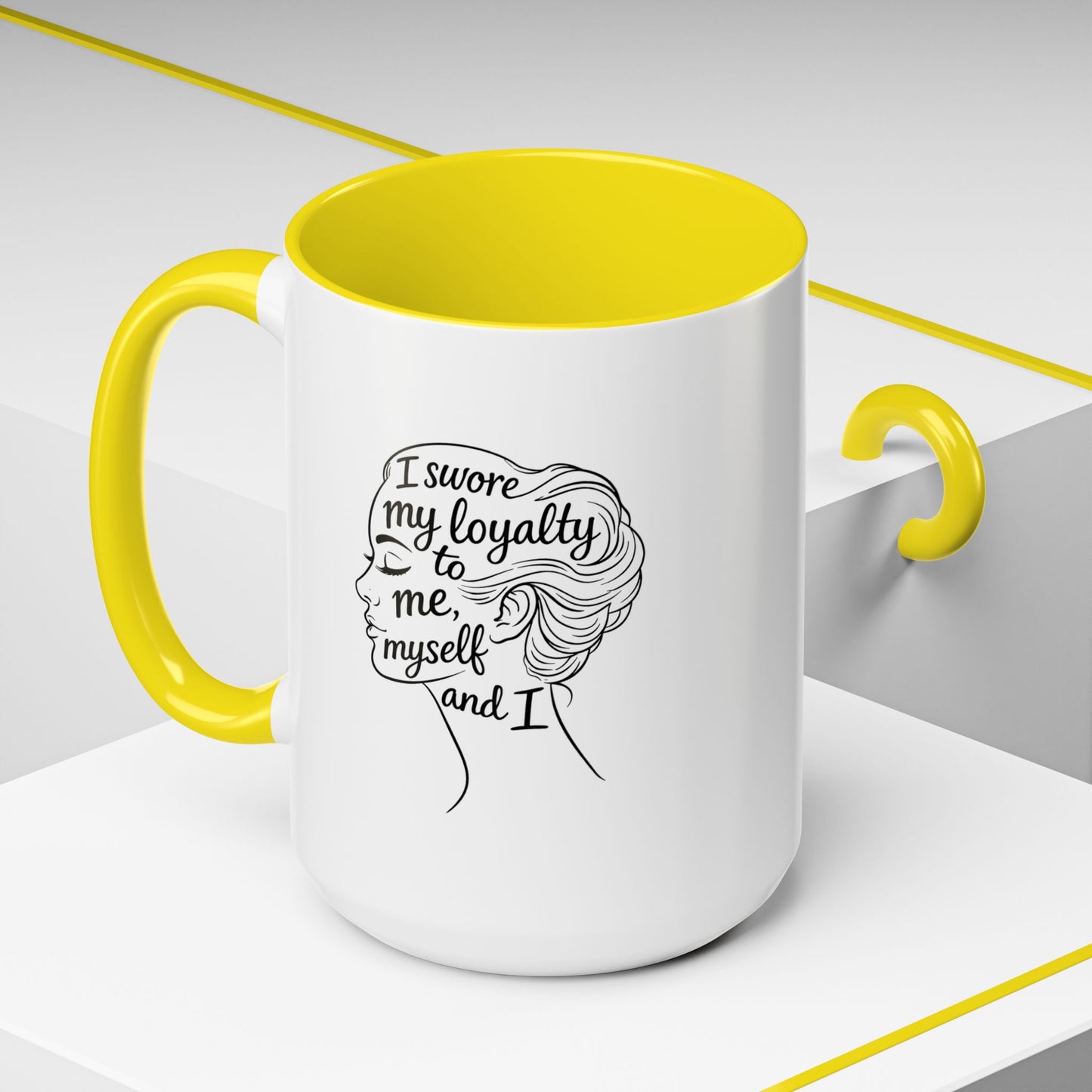 “Me, Myself and I” Line Pop Art Ceramic Accent Coffee Mug (11/15oz)