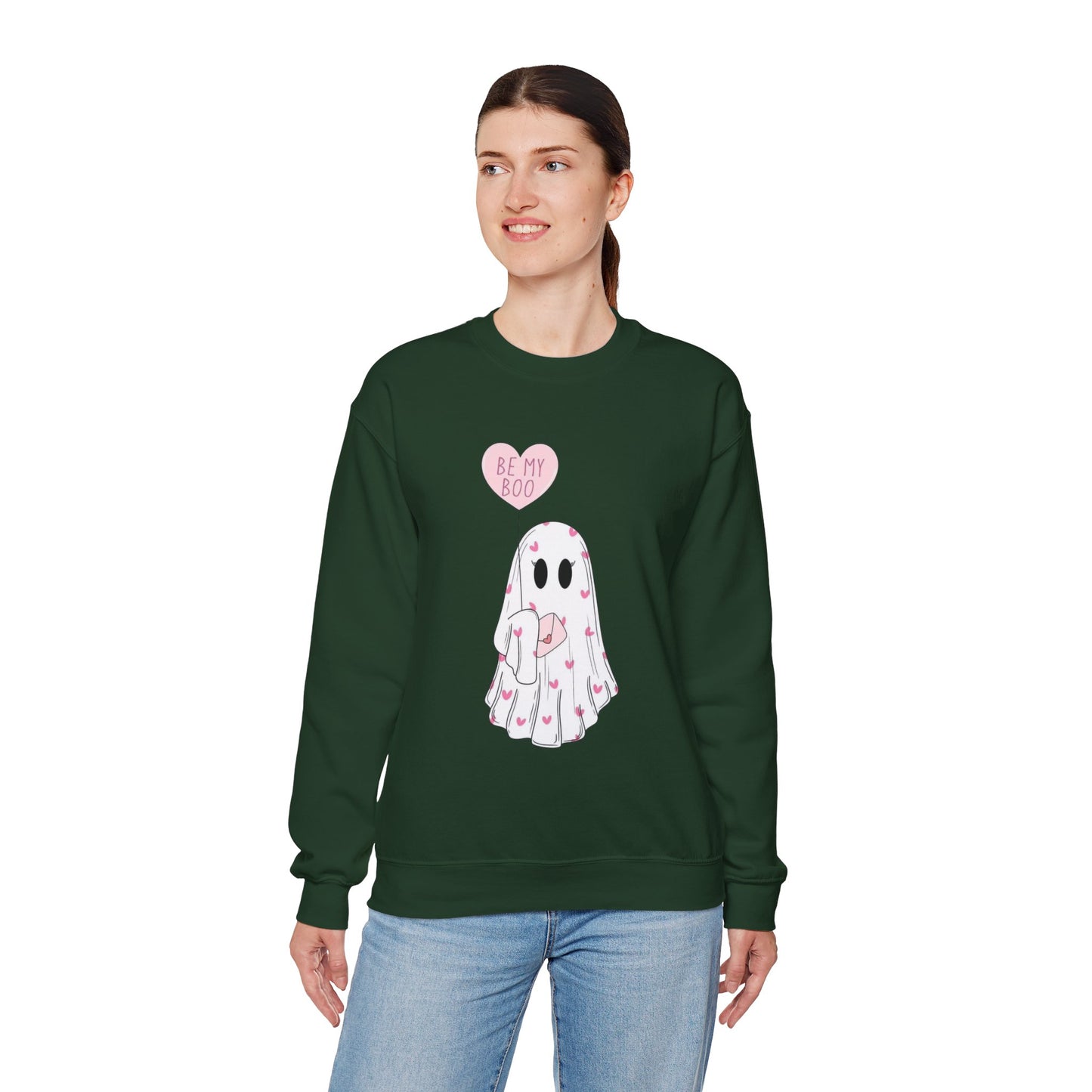 Valentine Ghost Sweatshirt – "Be My Boo" Cute Heart Ghost Crewneck