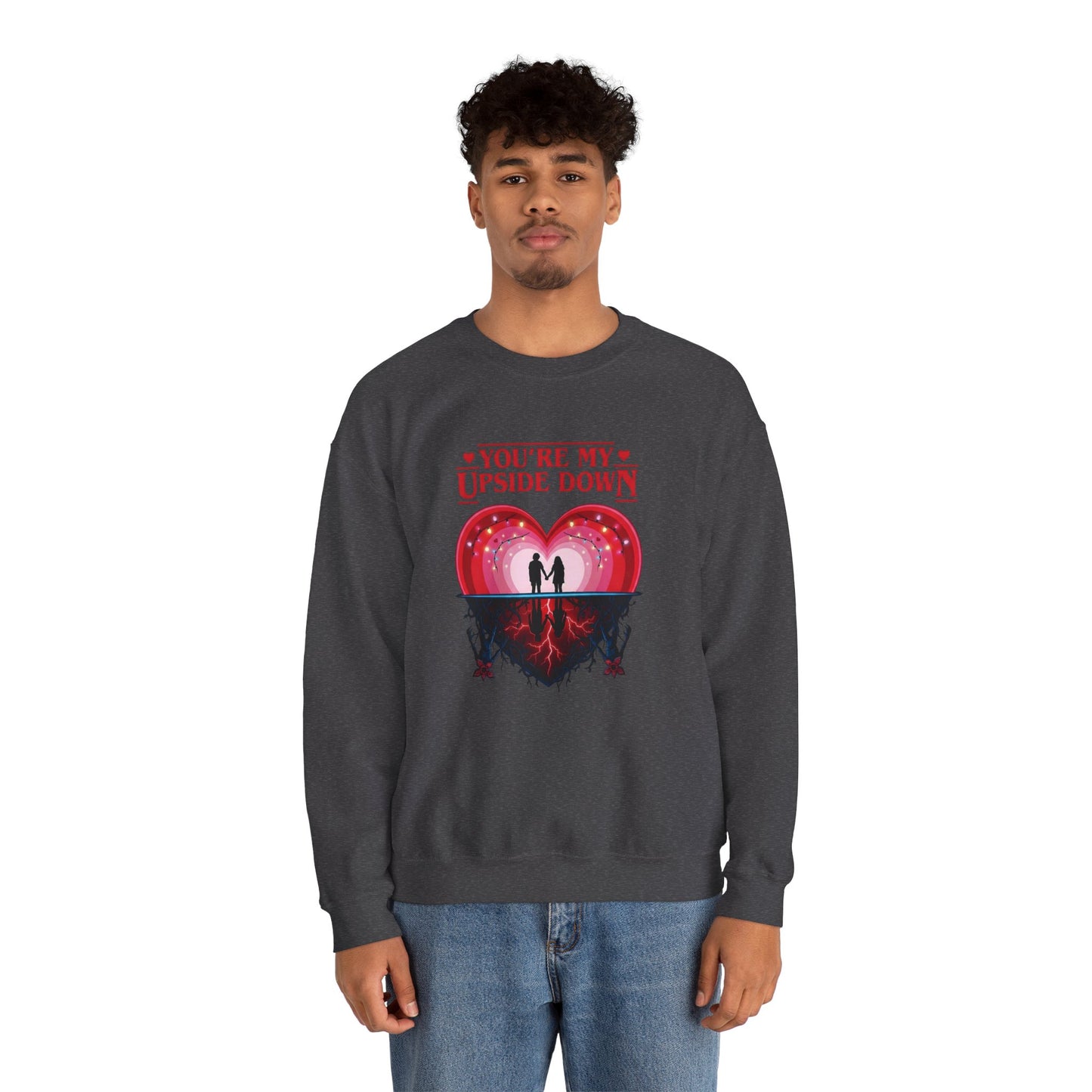 "You’re My Upside Down" Romantic Heart Design Crewneck Sweatshirt