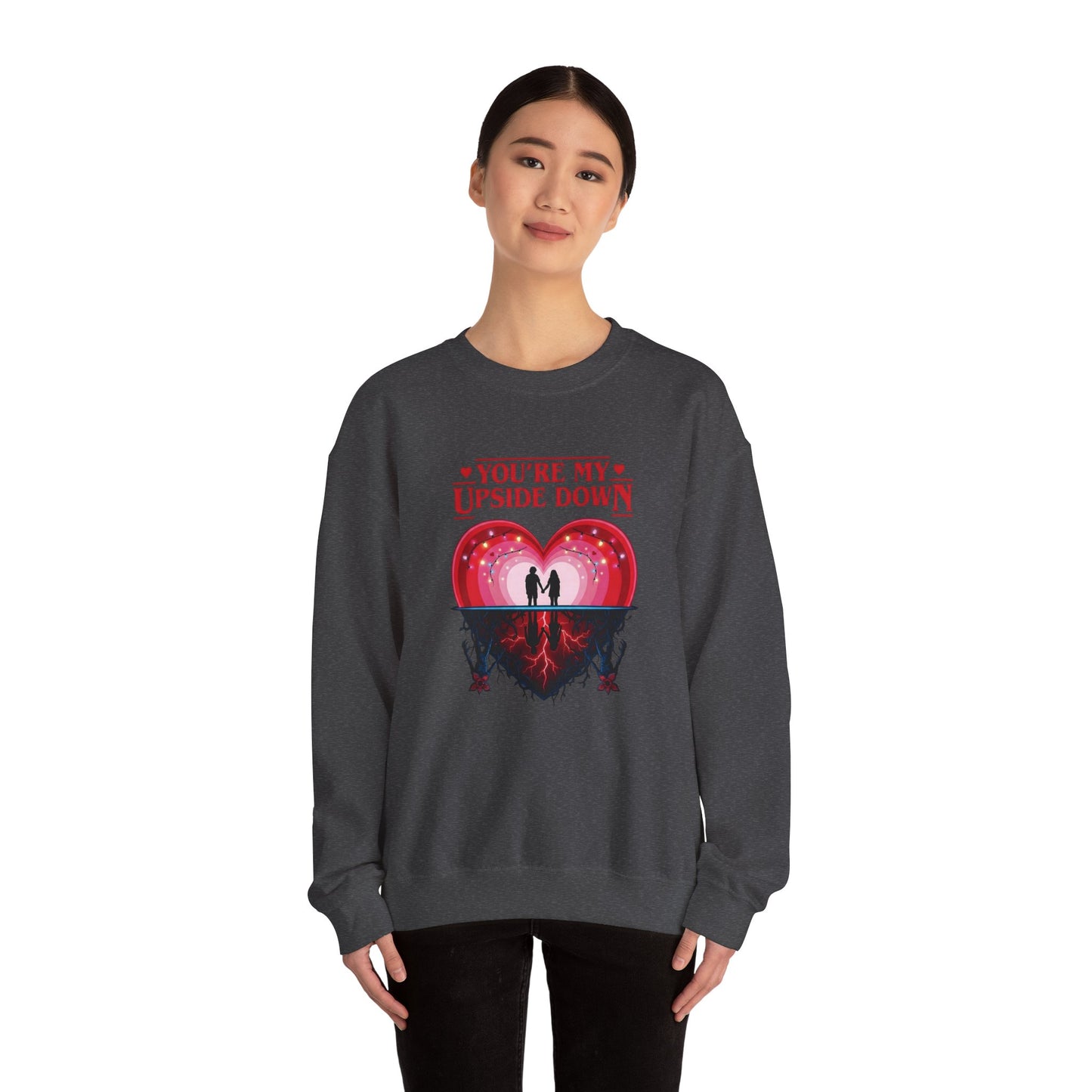 "You’re My Upside Down" Romantic Heart Design Crewneck Sweatshirt