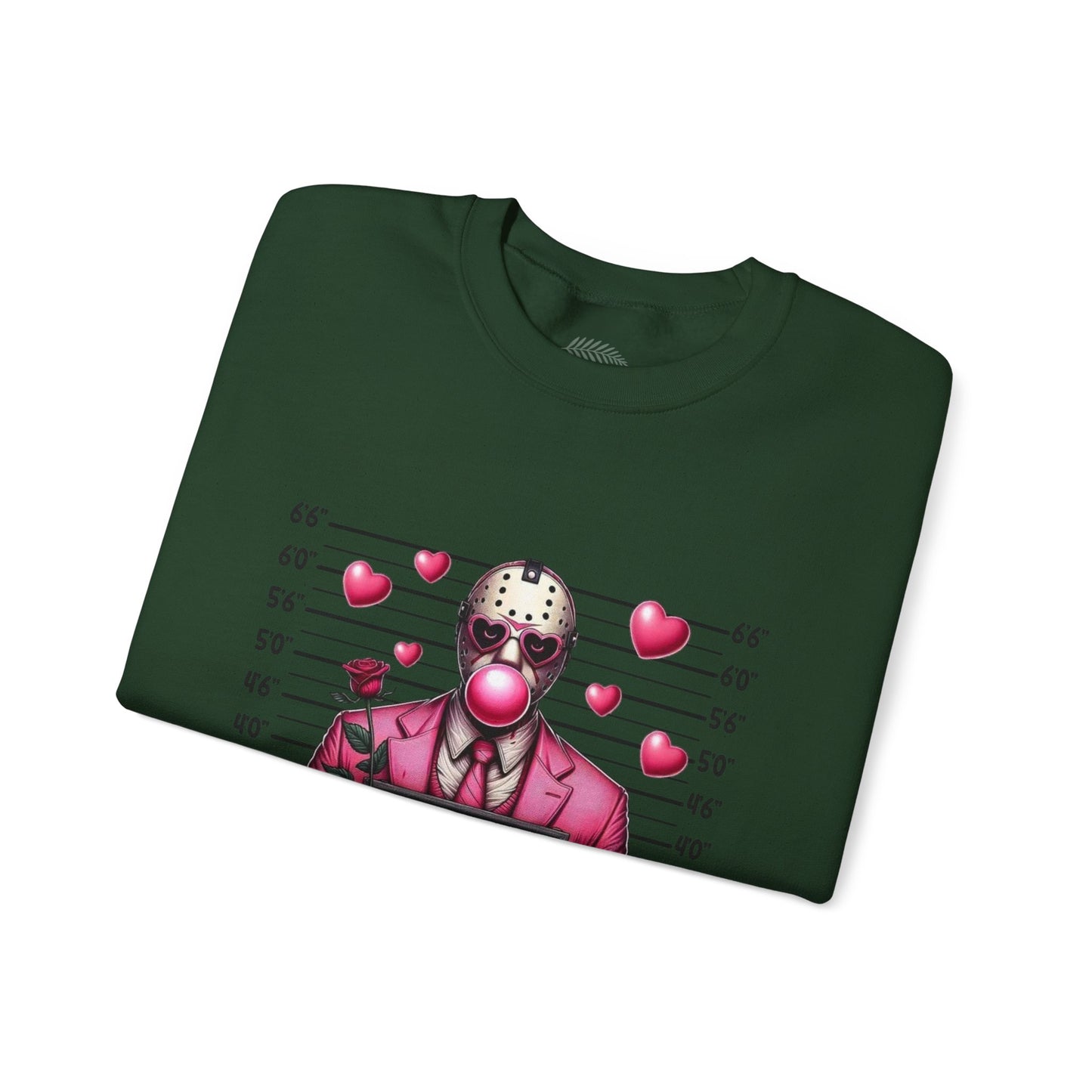 Jason Mask Mugshot Sweatshirt — "You Slay My Heart" Horror Valentine Crewneck