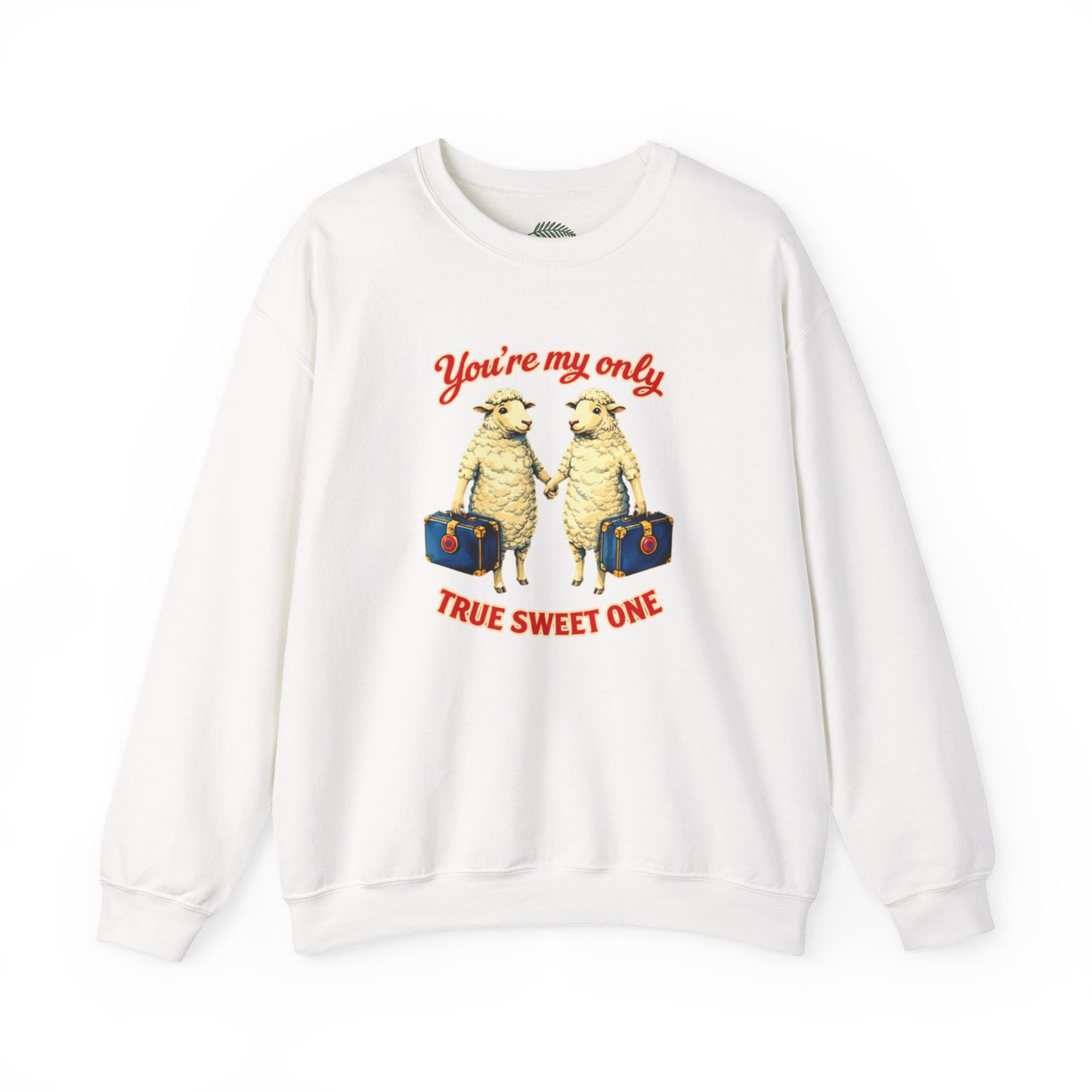 Crewneck Sweatshirt — “You’re My Only True Sweet One” Vintage Sheep Couples Design