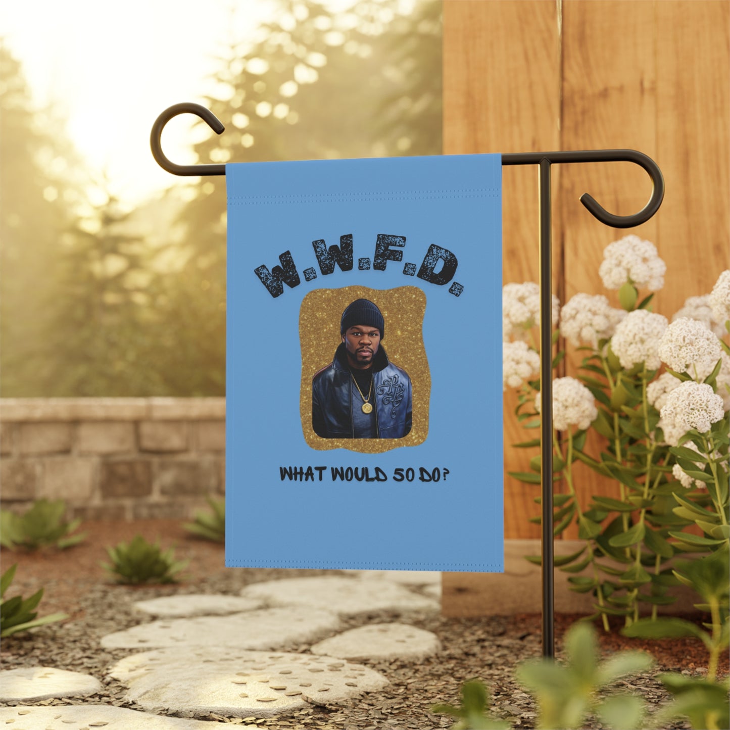 W.W.F.D. Garden Flag — "What Would 50 Do?" Decorative Outdoor Banner