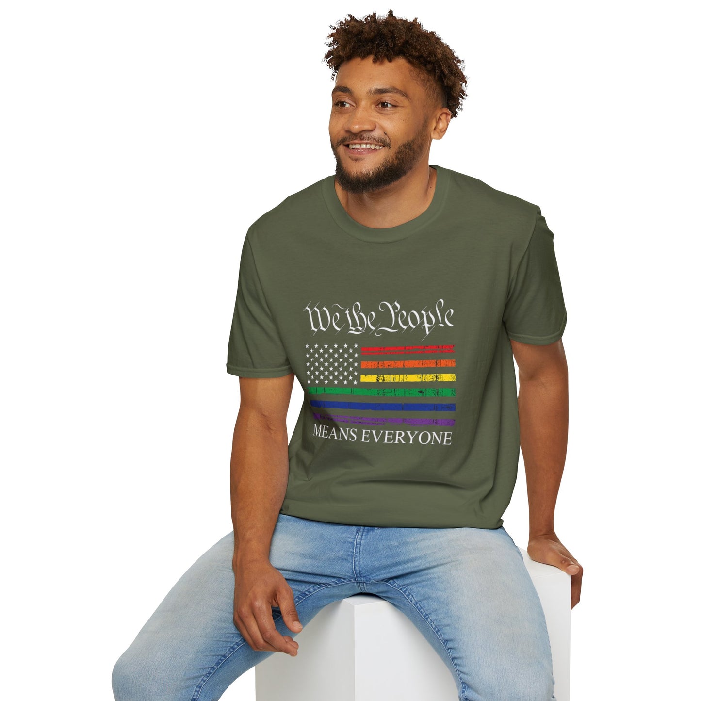 “We The People Means Everyone” Distressed T-Shirt — Rainbow Equality Pride Tee