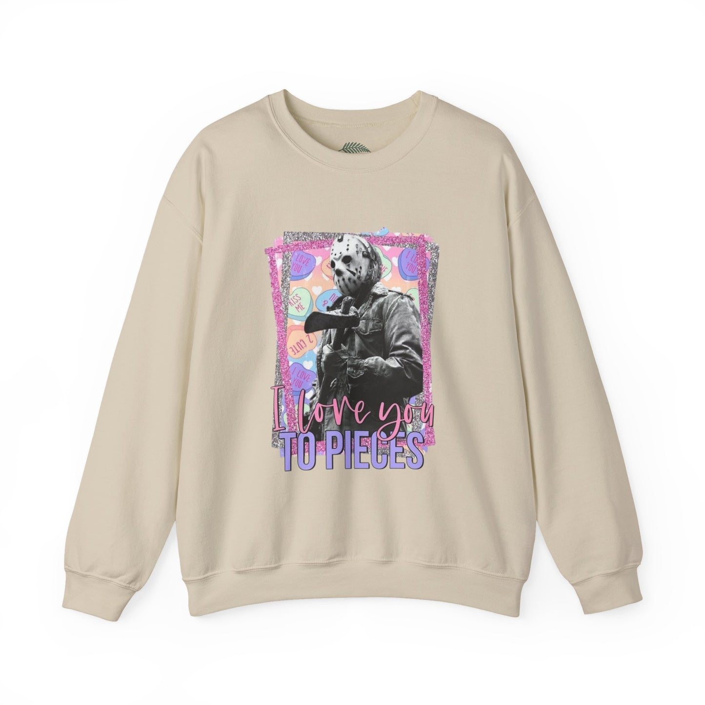 Crewneck Sweatshirt — "Love You to Pieces" Retro Horror Graphic