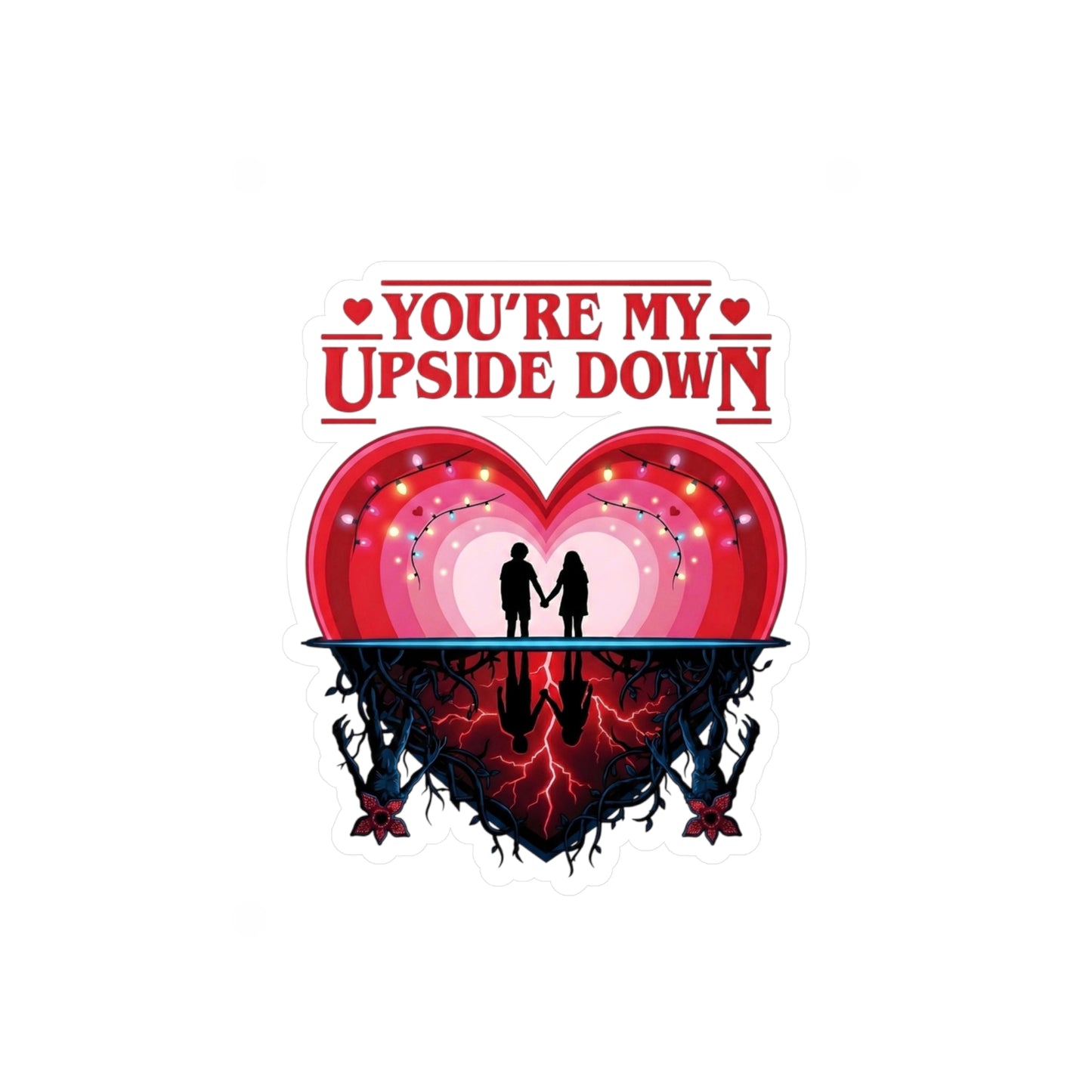 Romantic 'You're My Upside Down' Heart Vinyl Sticker