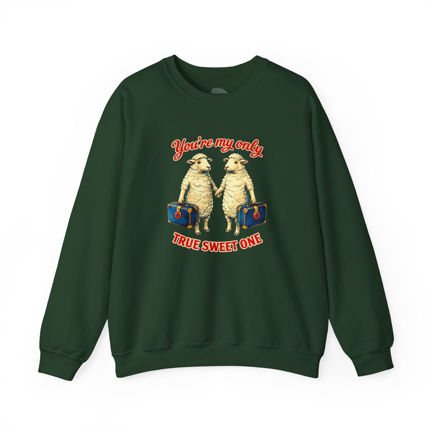 Crewneck Sweatshirt — “You’re My Only True Sweet One” Vintage Sheep Couples Design