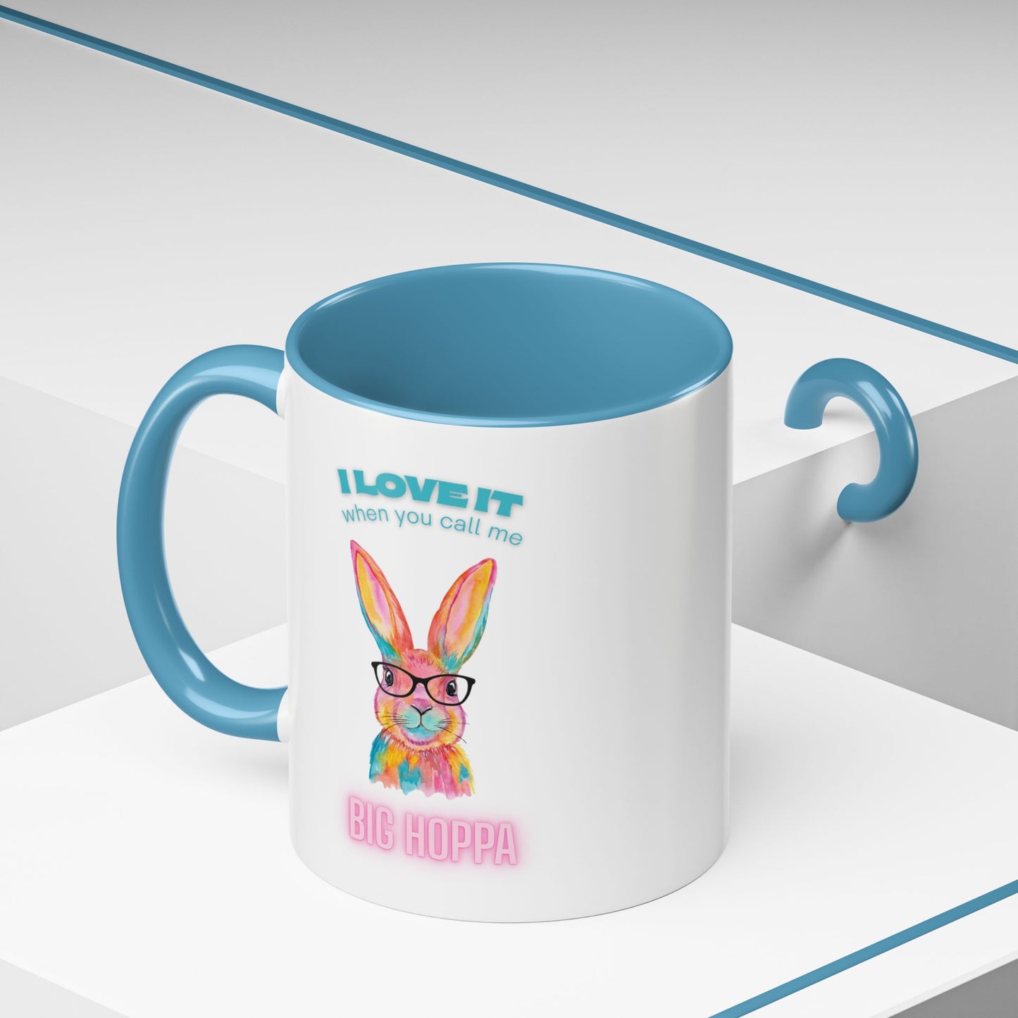 “I Love It When You Call Me Big Hoppa” Easter Bunny Ceramic Coffee Accent Color Mug (11/15 oz)