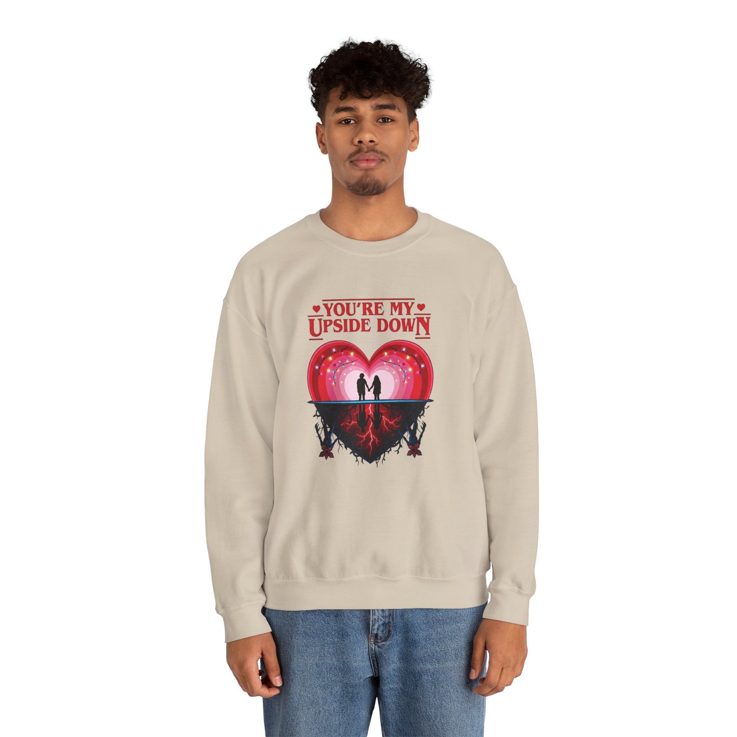 "You’re My Upside Down" Romantic Heart Design Crewneck Sweatshirt