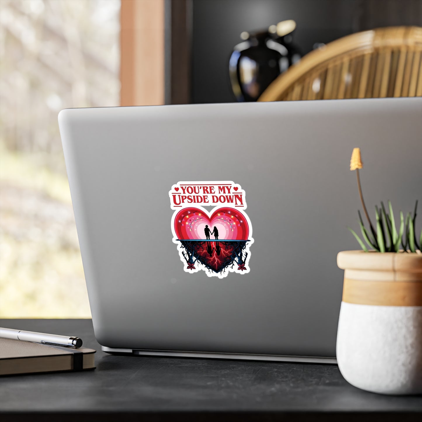 Romantic 'You're My Upside Down' Heart Vinyl Sticker