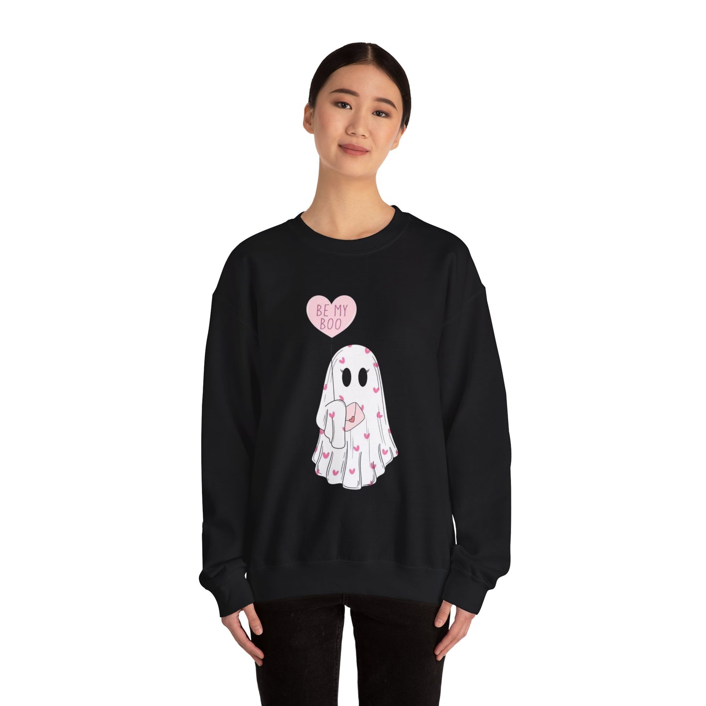 Valentine Ghost Sweatshirt – "Be My Boo" Cute Heart Ghost Crewneck