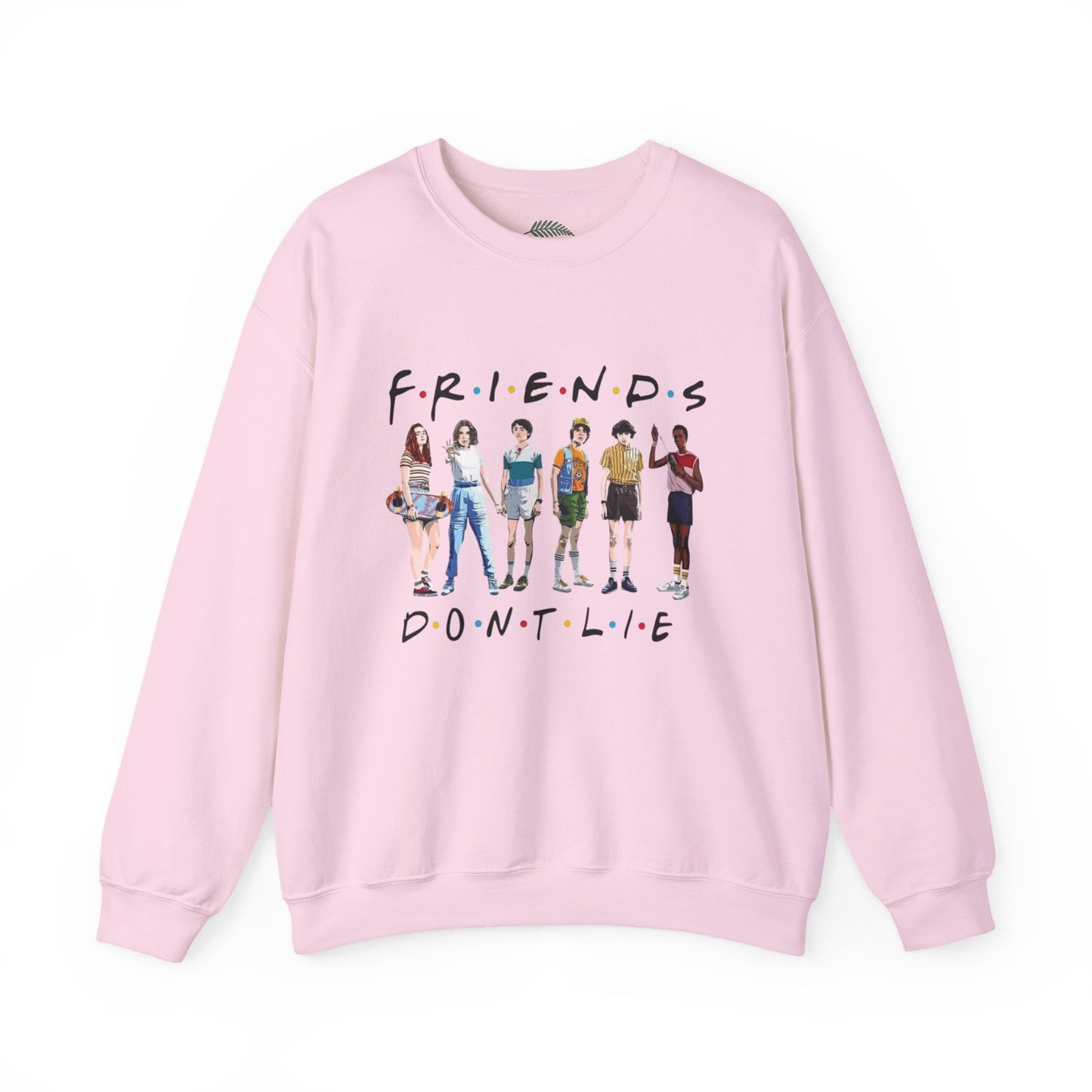 "Friends Don't Lie" Stranger Things-Inspired Retro Character Design Crewneck Sweatshirt