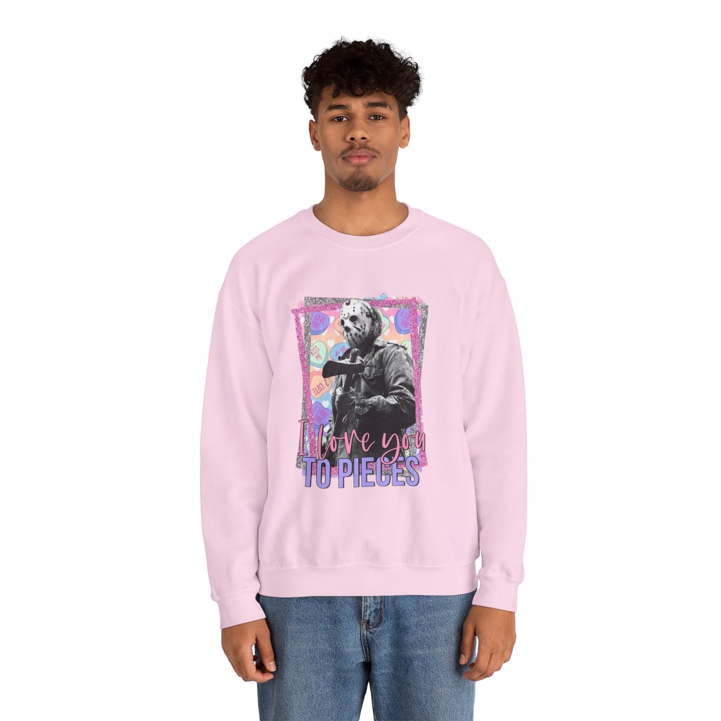 Crewneck Sweatshirt — "Love You to Pieces" Retro Horror Graphic