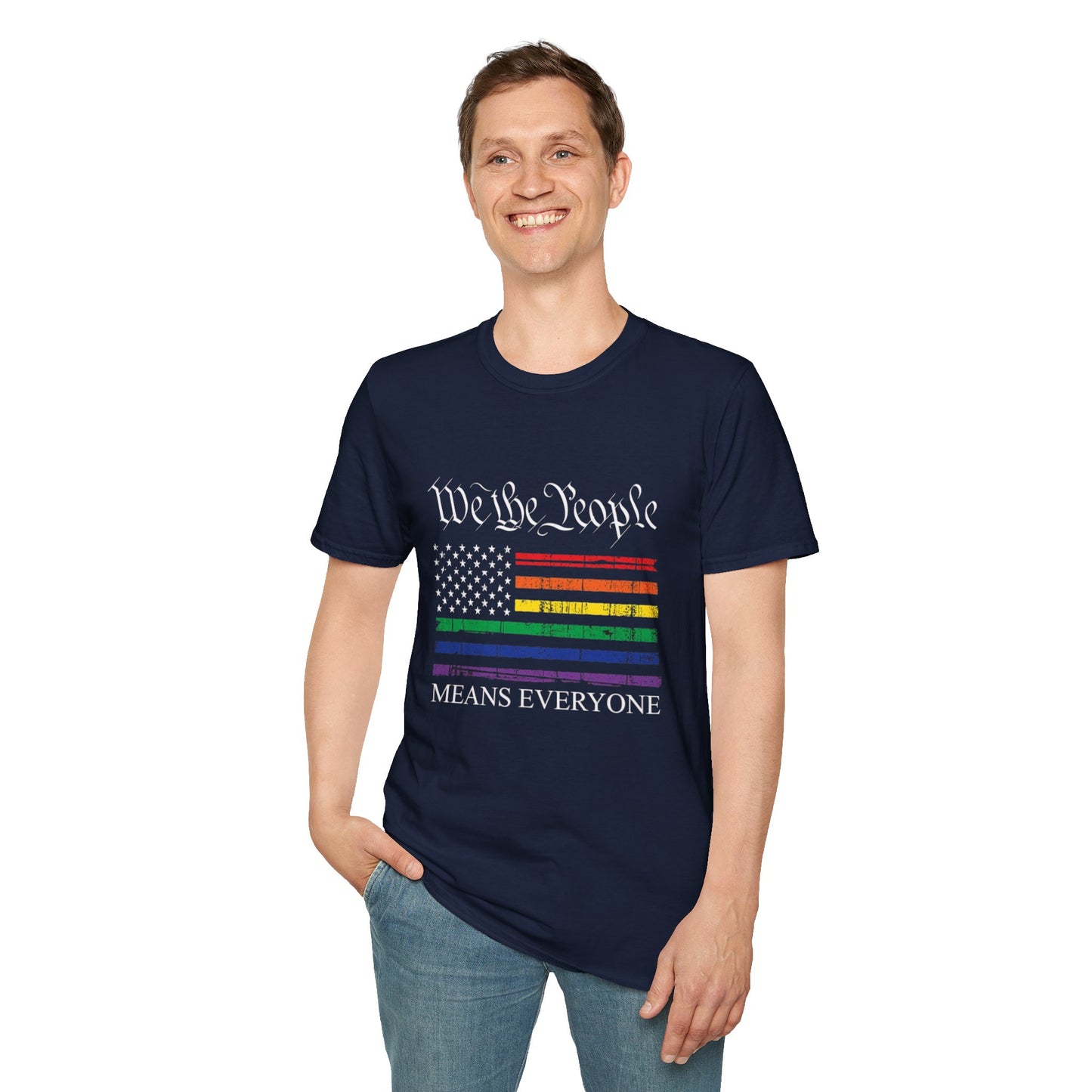 “We The People Means Everyone” Distressed T-Shirt — Rainbow Equality Pride Tee