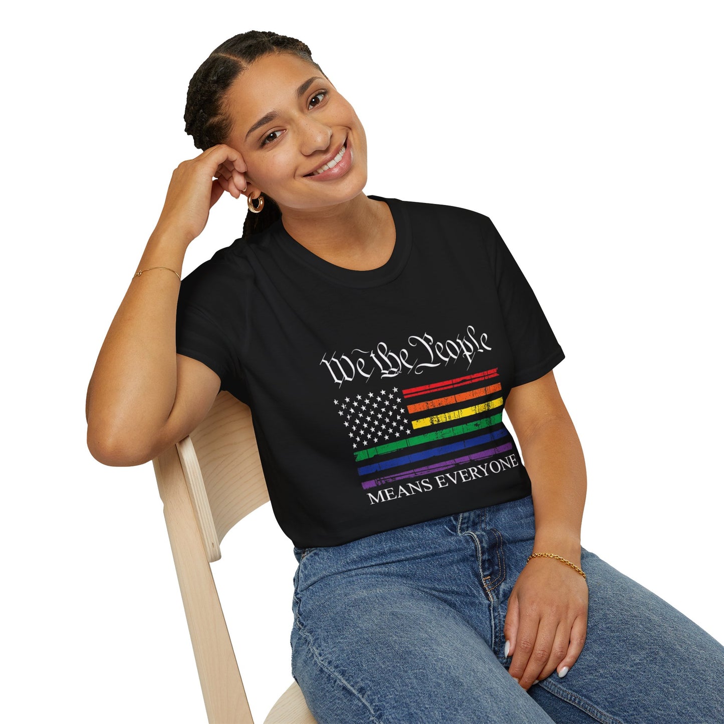 “We The People Means Everyone” Distressed T-Shirt — Rainbow Equality Pride Tee