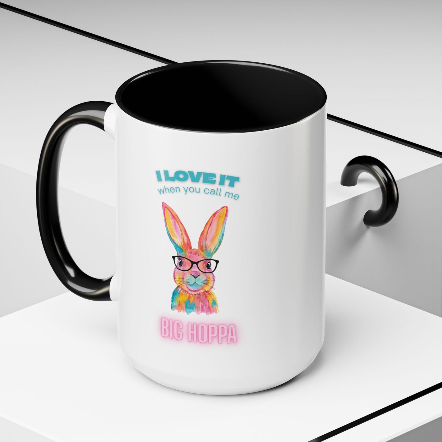 “I Love It When You Call Me Big Hoppa” Easter Bunny Ceramic Coffee Accent Color Mug (11/15 oz)
