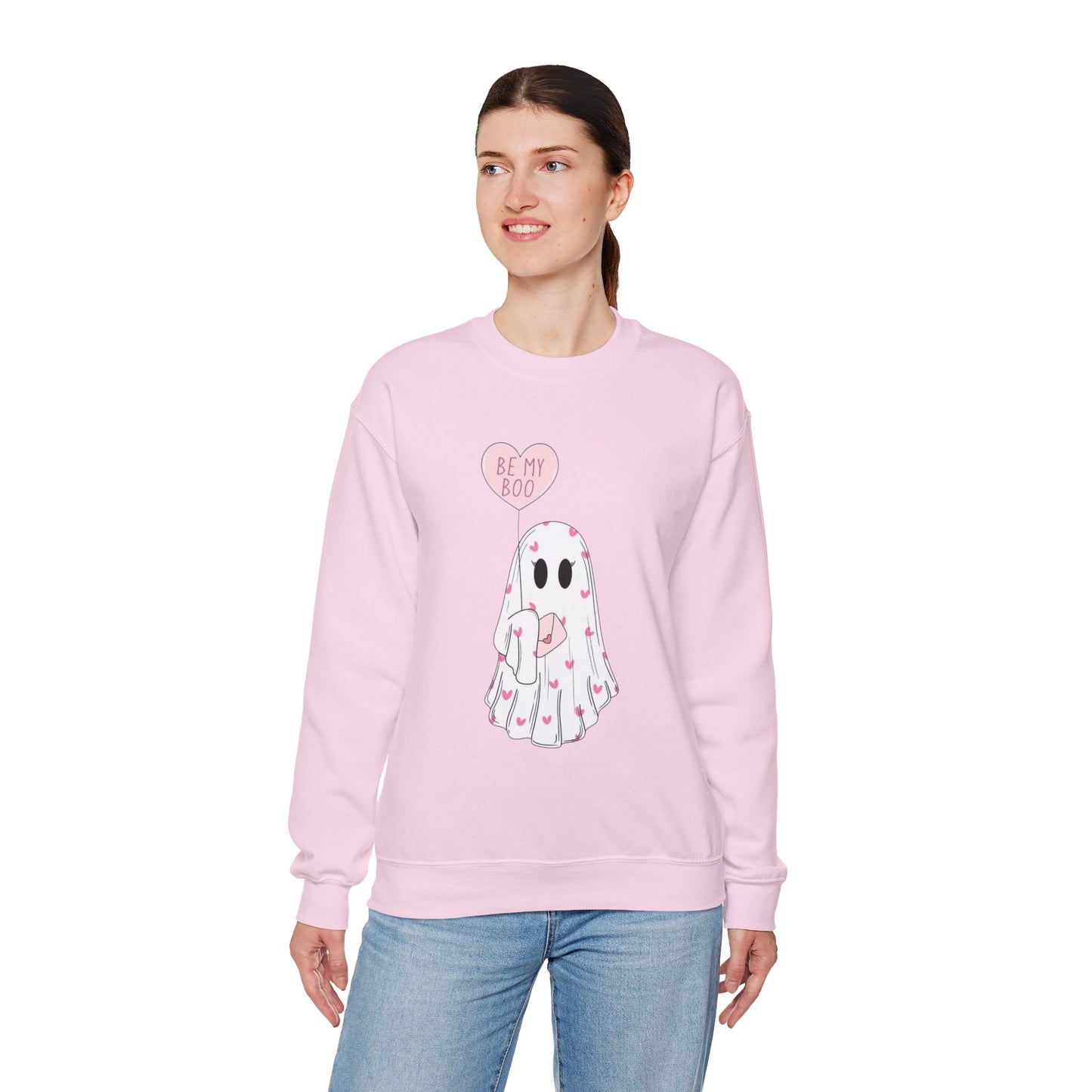 Valentine Ghost Sweatshirt – "Be My Boo" Cute Heart Ghost Crewneck