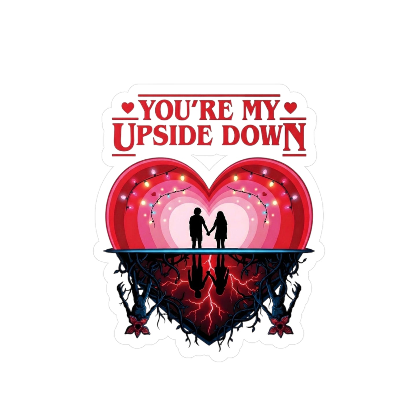 Romantic 'You're My Upside Down' Heart Vinyl Sticker