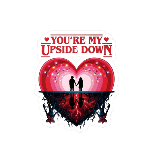 Romantic 'You're My Upside Down' Heart Vinyl Sticker