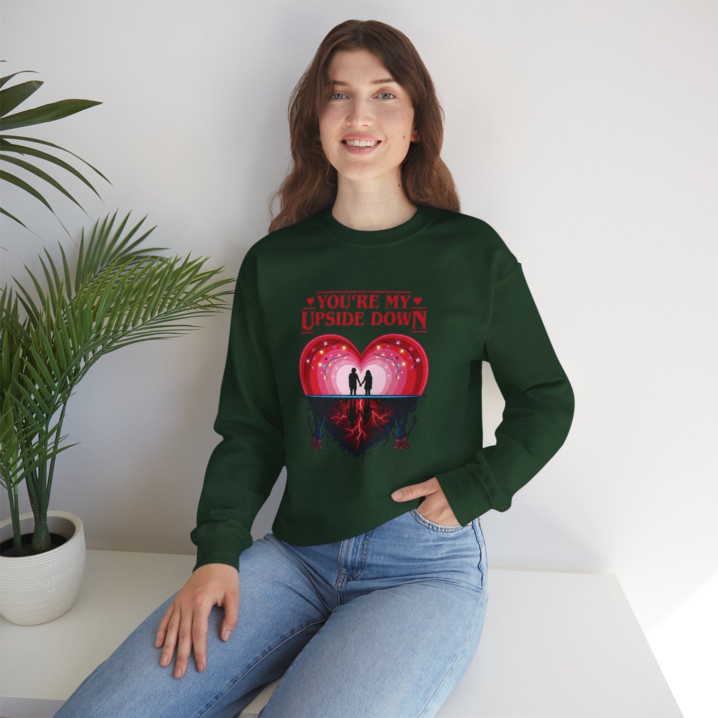 "You’re My Upside Down" Romantic Heart Design Crewneck Sweatshirt