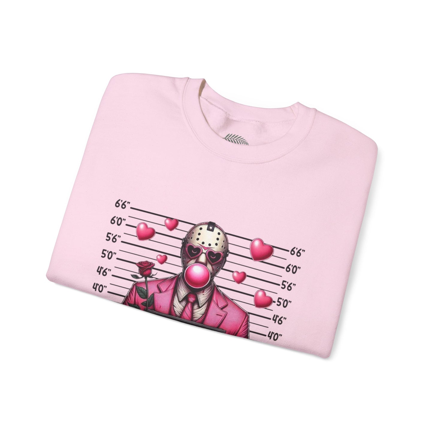Jason Mask Mugshot Sweatshirt — "You Slay My Heart" Horror Valentine Crewneck
