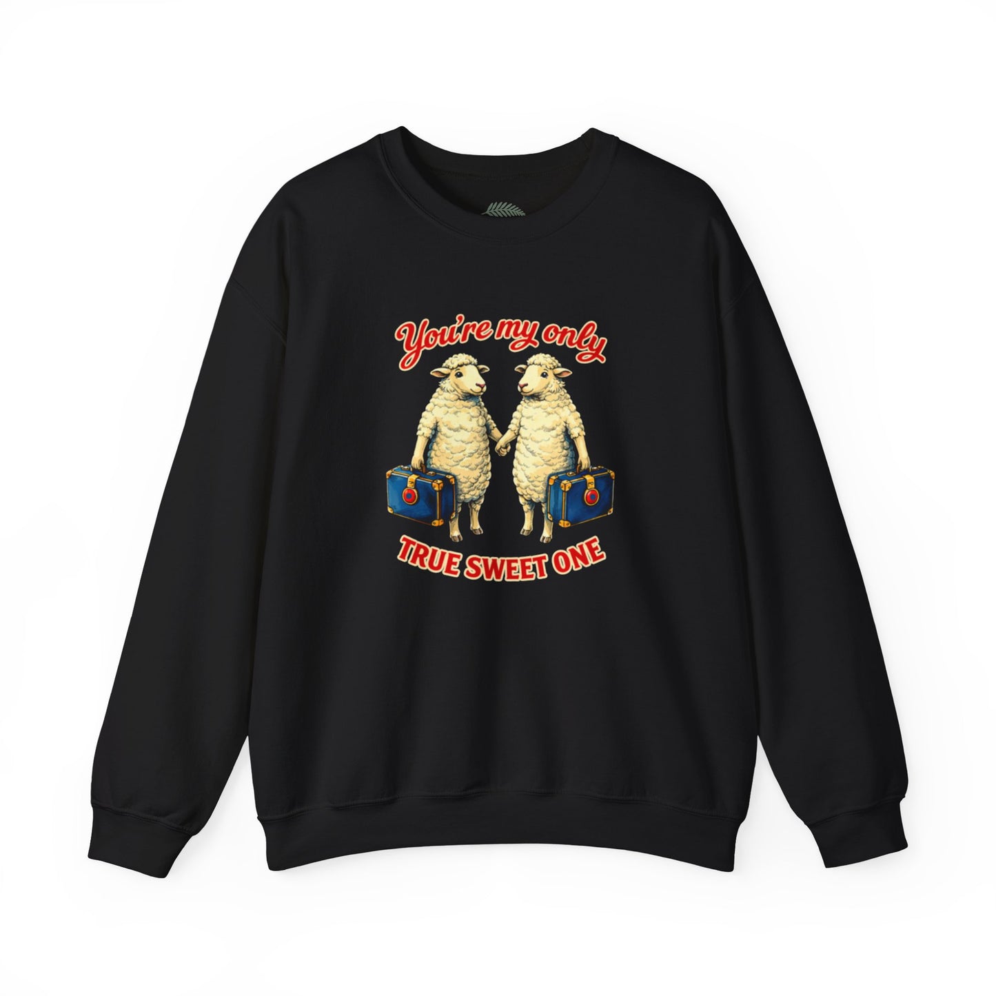 Crewneck Sweatshirt — “You’re My Only True Sweet One” Vintage Sheep Couples Design