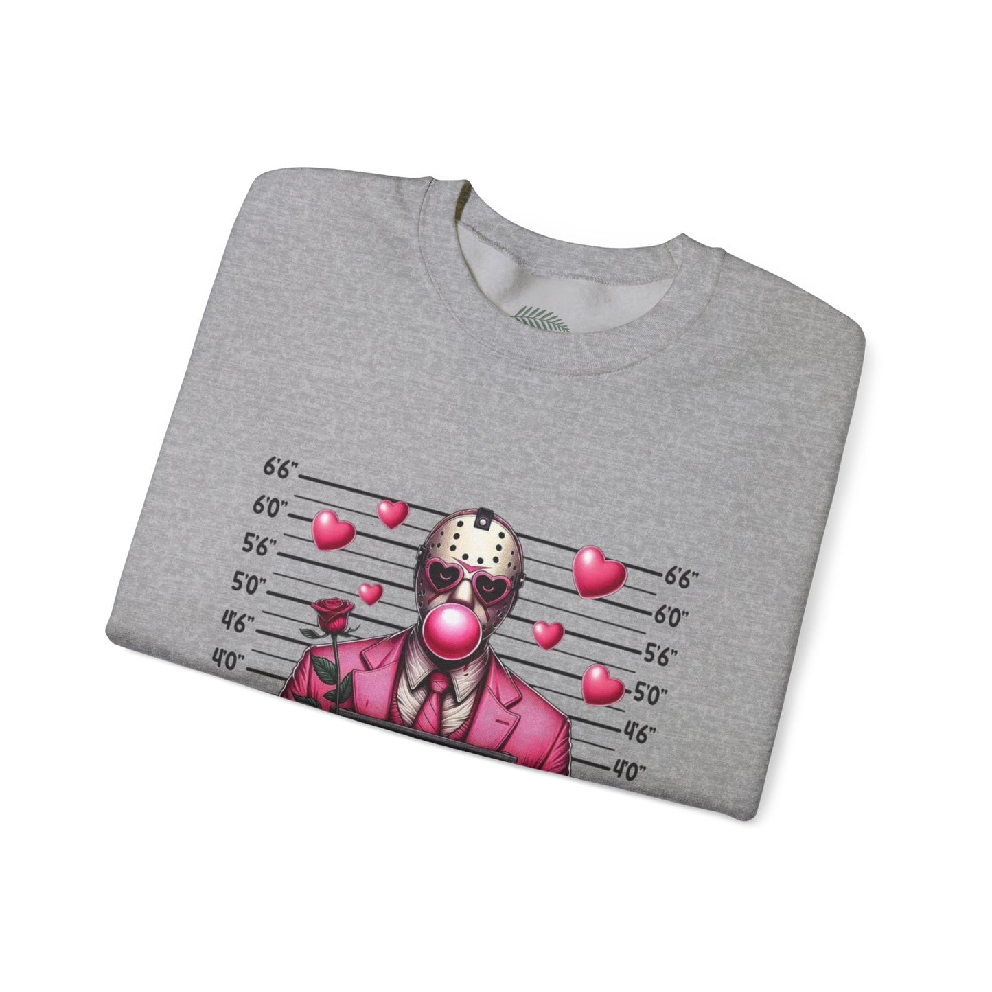 Jason Mask Mugshot Sweatshirt — "You Slay My Heart" Horror Valentine Crewneck