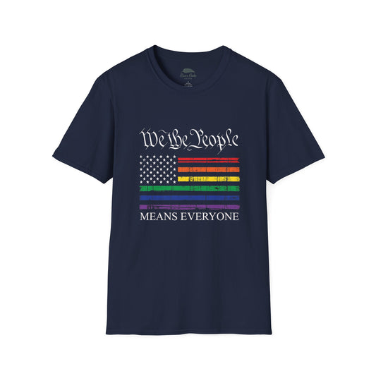 “We The People Means Everyone” Distressed T-Shirt — Rainbow Equality Pride Tee