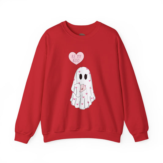 Valentine Ghost Sweatshirt – "Be My Boo" Cute Heart Ghost Crewneck