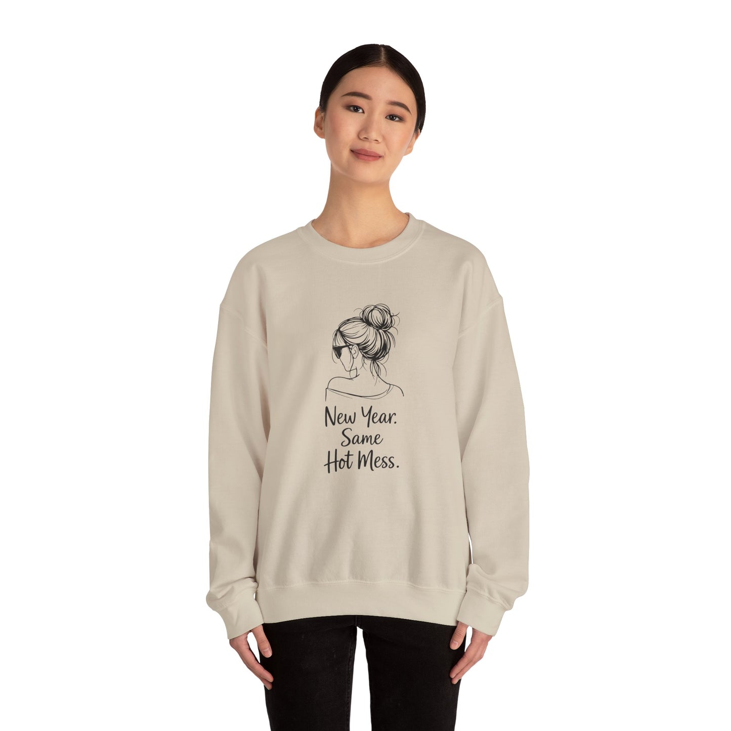 New Year Same Hot Mess Unisex Heavy Blend™ Crewneck Sweatshirt