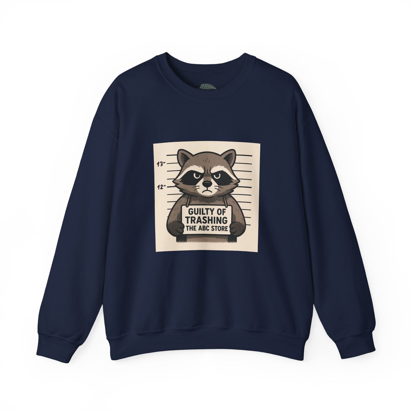 “Guilty of Trashing the ABC Store” Raccoon Unisex Heavy Blend™ Crewneck Sweatshirt