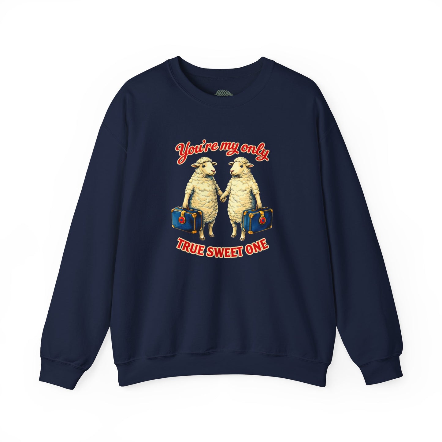 Crewneck Sweatshirt — “You’re My Only True Sweet One” Vintage Sheep Couples Design
