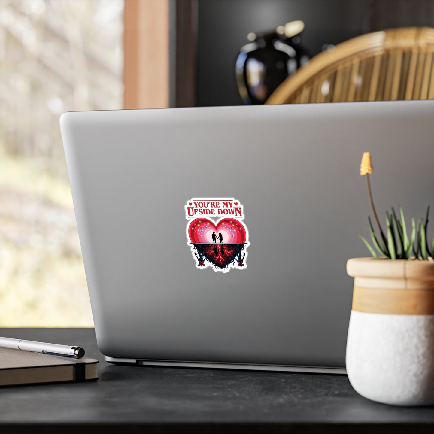 Romantic 'You're My Upside Down' Heart Vinyl Sticker