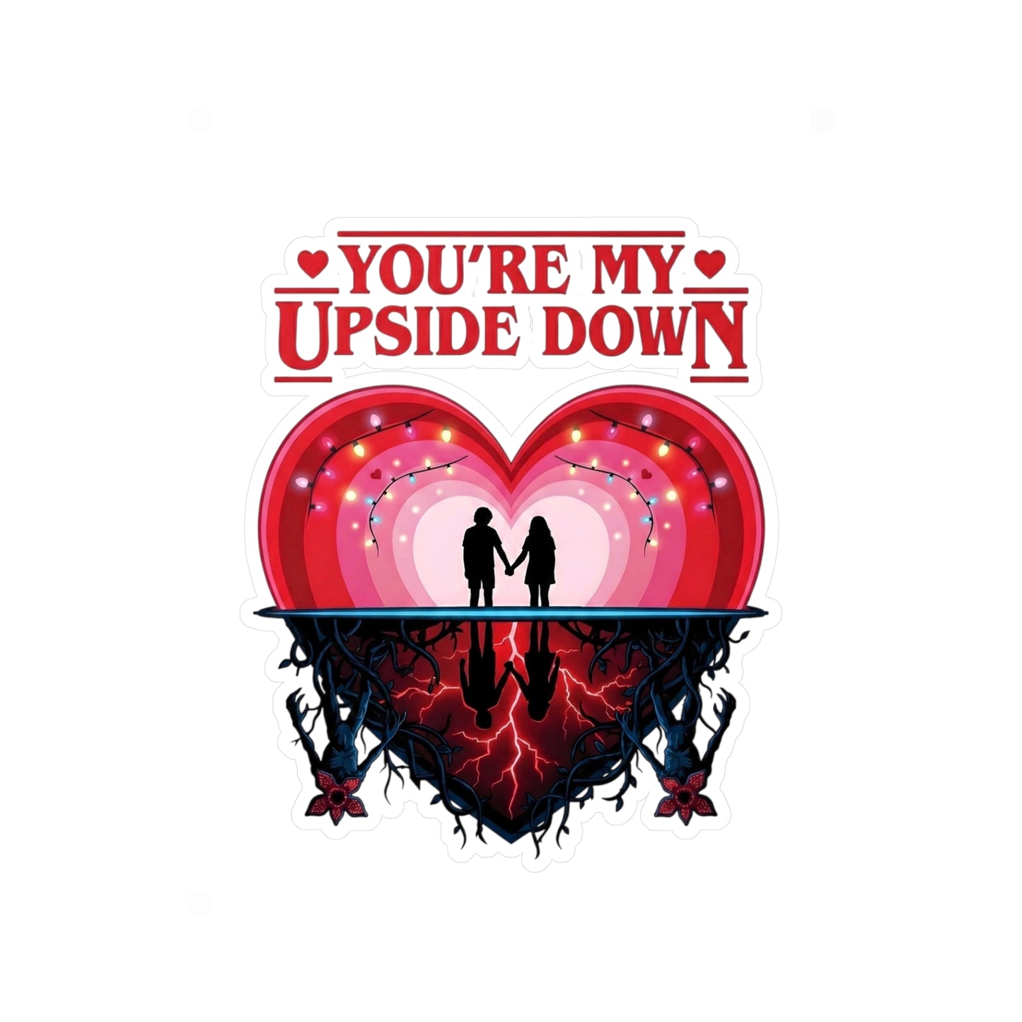 Romantic 'You're My Upside Down' Heart Vinyl Sticker