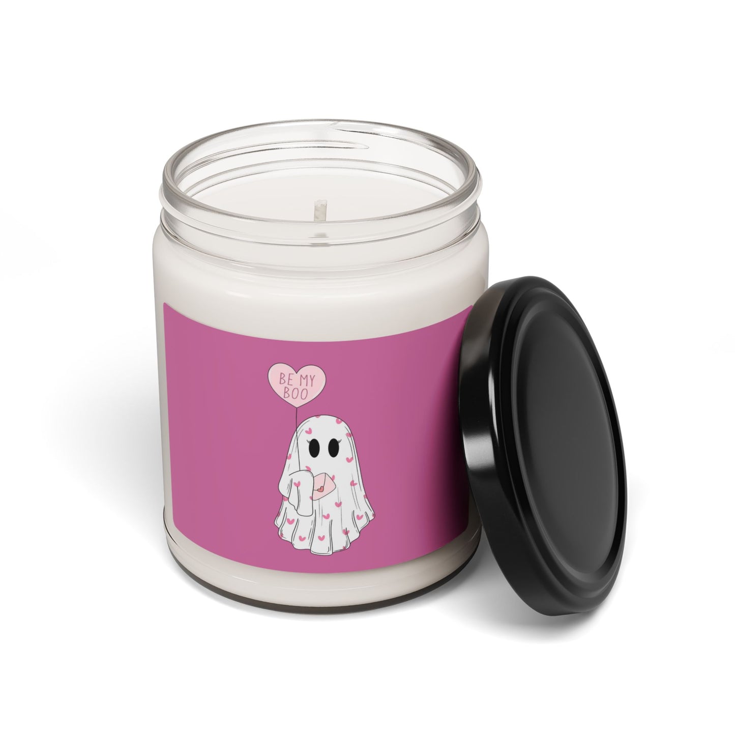Cute Valentine Ghost “Be My Boo” Pink Jar 9oz Scented Soy Candle
