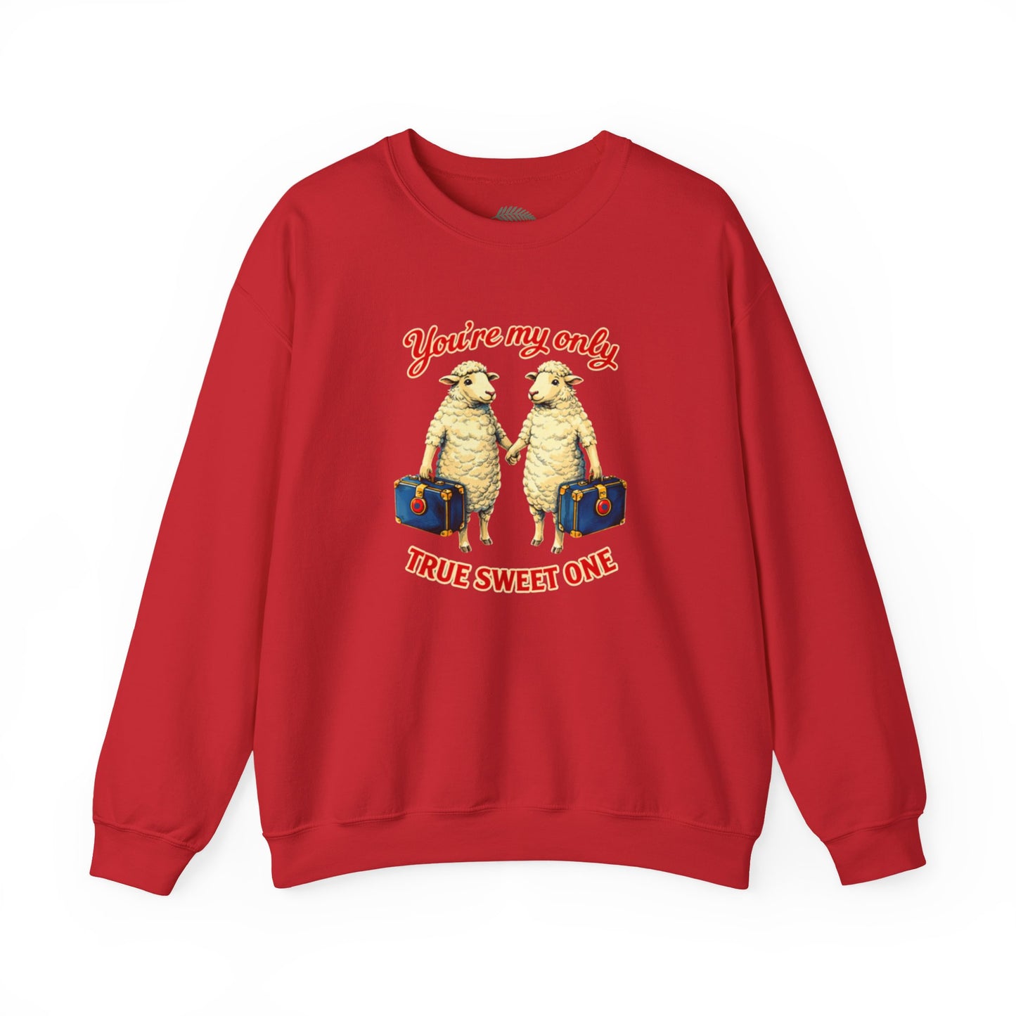 Crewneck Sweatshirt — “You’re My Only True Sweet One” Vintage Sheep Couples Design
