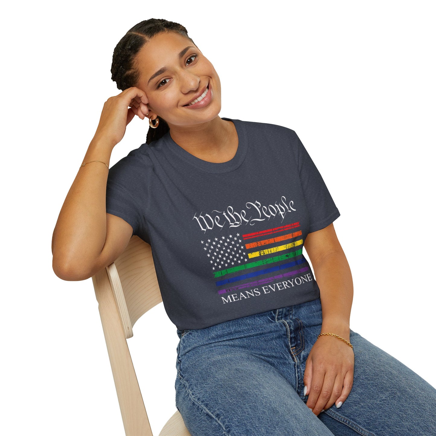 “We The People Means Everyone” Distressed T-Shirt — Rainbow Equality Pride Tee